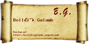 Bollók Galamb névjegykártya